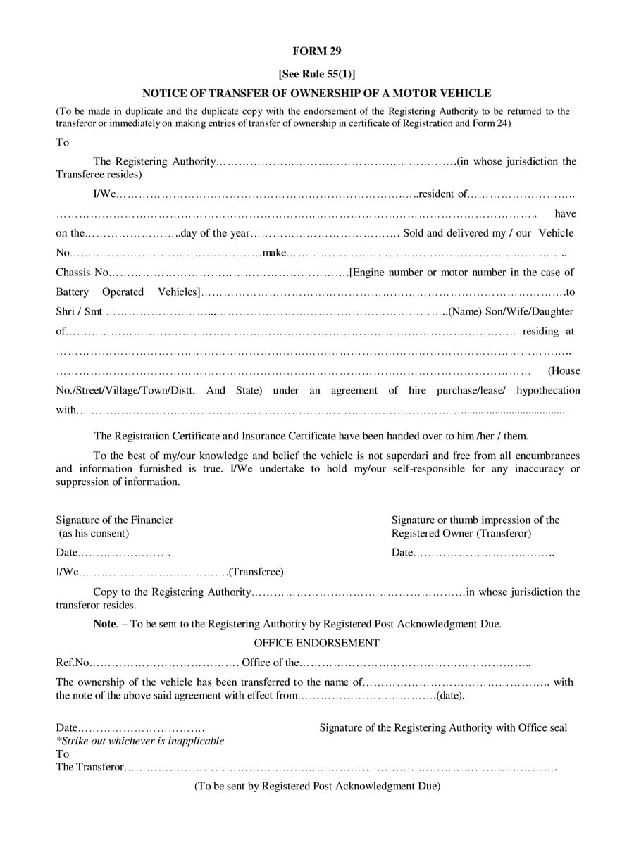 Pune rto vehicle ownership transfer form transferform